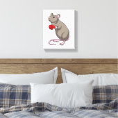 Muis bij Boxing met gebarsten handschoenen Canvas Afdruk (Insitu (Slaapkamer))