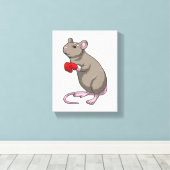 Muis bij Boxing met gebarsten handschoenen Canvas Afdruk (Insitu (Houten vloer))