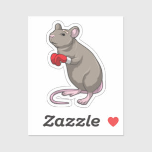 Muis bij Boxing met gebarsten handschoenen Sticker