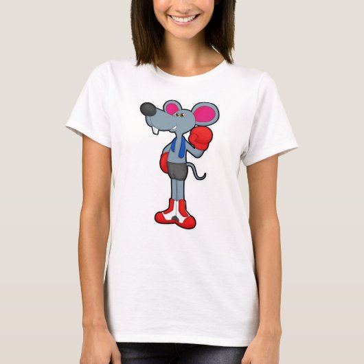 Muis bij Boxing met gebarsten handschoenen T-shirt (Voorkant)