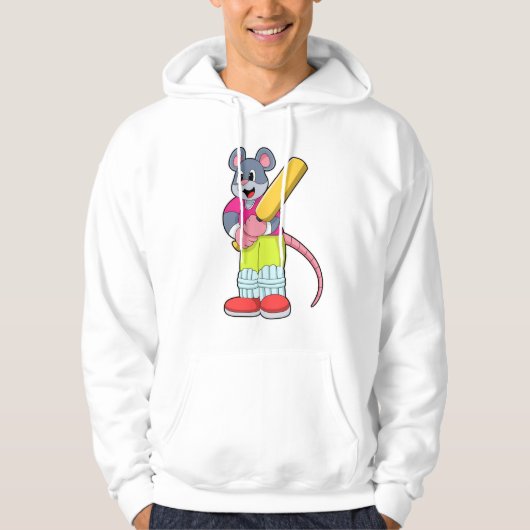 Muis bij Cricket met cricket bat Hoodie (Voorkant)