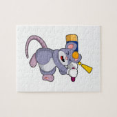 Muis bij Cricket met cricket bat Legpuzzel (Horizontaal)