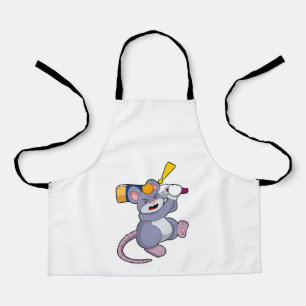 Muis bij Cricket met cricket bat Schort