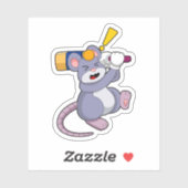 Muis bij Cricket met cricket bat Sticker (Vel)