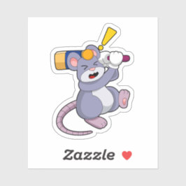 Muis bij Cricket met cricket bat Sticker