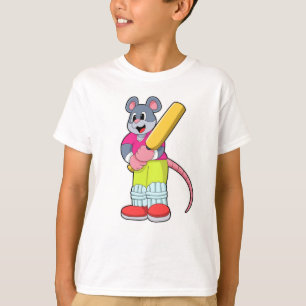 Muis bij Cricket met cricket bat T-shirt