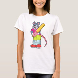 Muis bij Cricket met cricket bat T-shirt