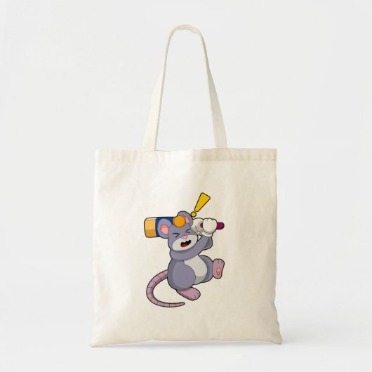 Muis bij Cricket met cricket bat Tote Bag (Voorkant)