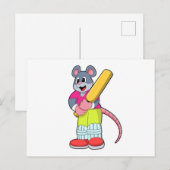 Muis bij Cricket met cricketbat Briefkaart (Voorkant / Achterkant)