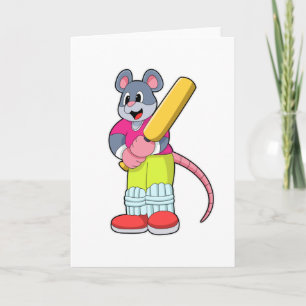 Muis bij Cricket met cricketbat Kaart
