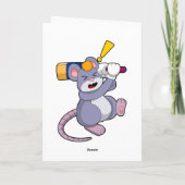 Muis bij Cricket met cricketbat Kaart (Achterkant)