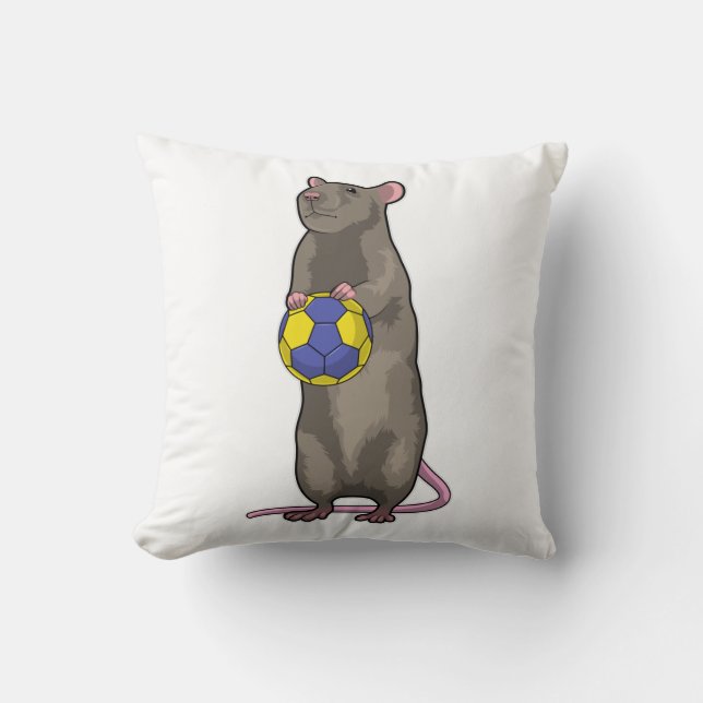 Muis bij handbalsporten kussen (Voorkant)