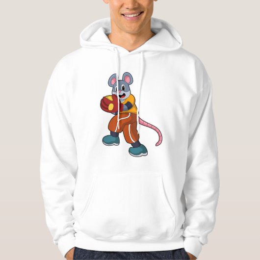 Muis bij honkbal met honkbalhandschoen hoodie (Voorkant)