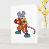 Muis bij honkbal met honkbalhandschoen kaart (Gele Bloem)