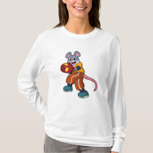 Muis bij honkbal met honkbalhandschoen t-shirt