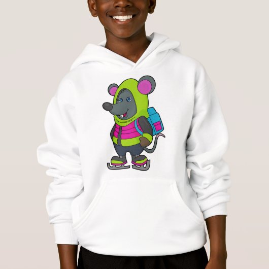 Muis bij Ice-skating met Ice-schaatsen en rugzak.p (Voorkant)