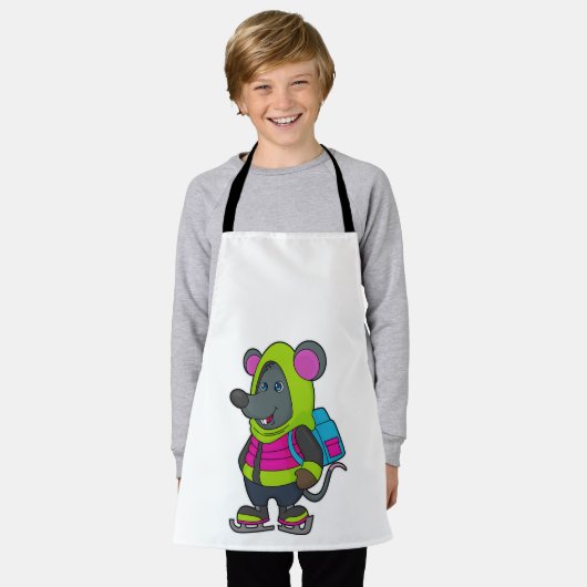 Muis bij Ice-skating met Ice-schaatsen en rugzak.p Schort (Gedragen)