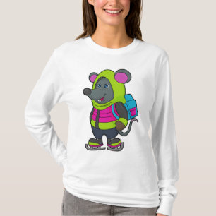 Muis bij Ice-skating met Ice-schaatsen en rugzak.p T-shirt