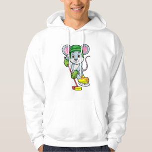 Muis bij ijshockey met hockeystick hoodie