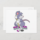 Muis bij IJshockey met IJshockeystick Briefkaart (Voorkant / Achterkant)