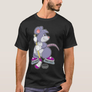 Muis bij ijshockey met ijshockeystick t-shirt
