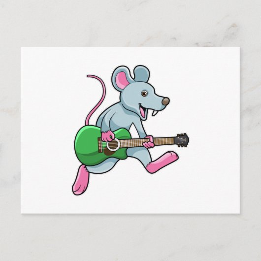 Muis bij muziek met gitaar briefkaart (Voorkant)