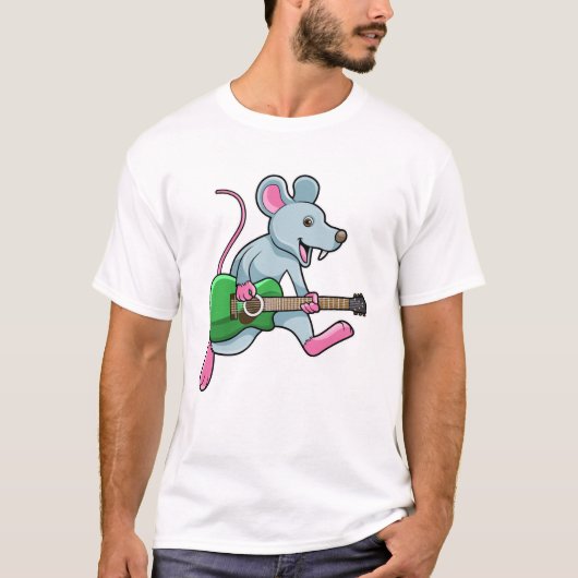 Muis bij Muziek met gitaar T-shirt (Voorkant)