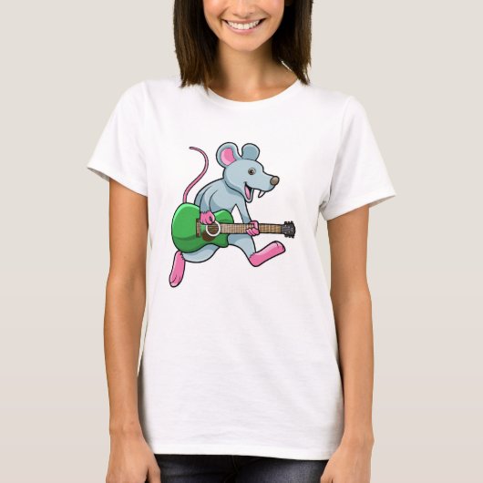 Muis bij Muziek met gitaar T-shirt (Voorkant)