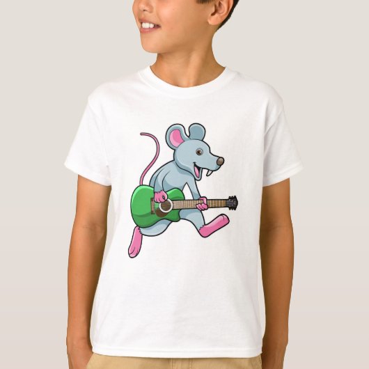 Muis bij Muziek met gitaar T-shirt (Voorkant)