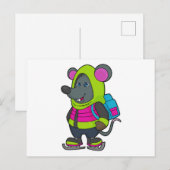 Muis bij schaatsen met schaatsen & Rugzak.pn Briefkaart (Voorkant / Achterkant)