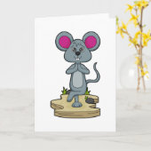 Muis bij Yoga Fitness Kaart (Gele Bloem)