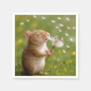 Muis Blaast Paardenbloempluizen Weg Servet