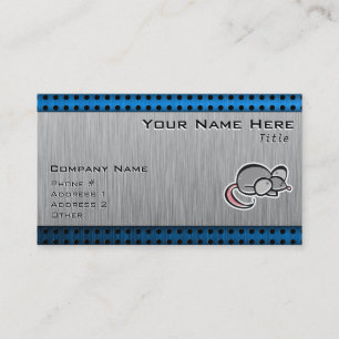 muis; blik van geborsteld metaal visitekaartje