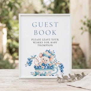 Muis Bosbes Bes Gastboek Baby Shower Bord Poster