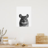 Muis Bosland Modern Portret zwart wit Poster (Keuken)