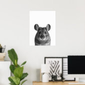 Muis Bosland Modern Portret zwart wit Poster (Thuiskantoor)