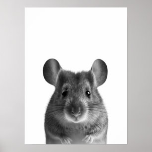 Muis Bosland Modern Portret zwart wit Poster