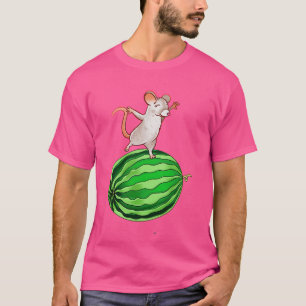 Muis boven op een watermeloen t-shirt