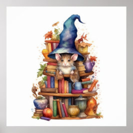 Muis bovenop boeken 2 poster