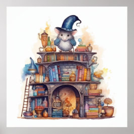 Muis bovenop boeken 4 poster