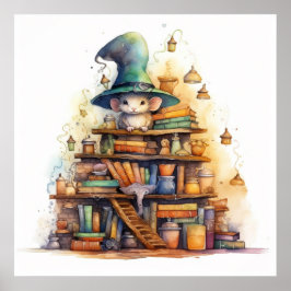 Muis bovenop boeken 6 poster