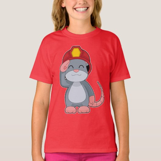 Muis Brandweerman Brandweerhelm Brandweer T-shirt (Voorkant)