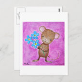 Muis Briefkaart Cute Mouse Vergeet me niet. (Voorkant / Achterkant)