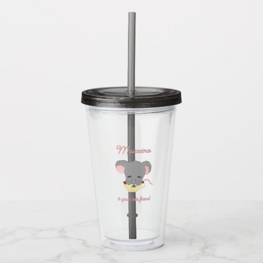 Muis Cappuccino Acryl Drinkbeker (Voorkant)