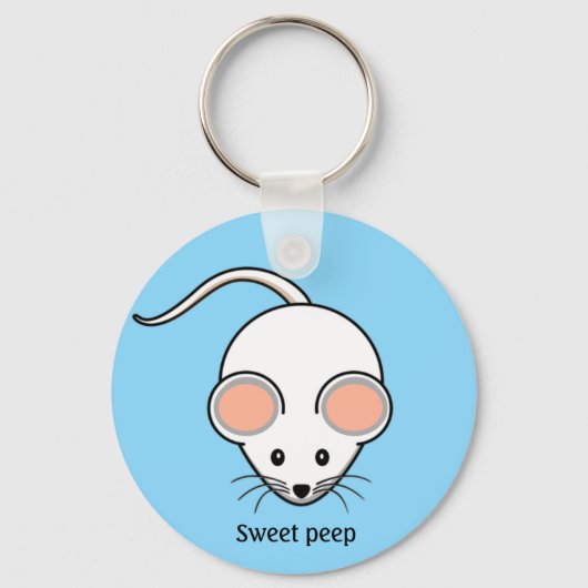 Muis cartoon met witte kleur sleutelhanger (Voorkant)