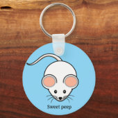 Muis cartoon met witte kleur sleutelhanger (Voorkant)