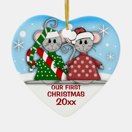 Muis Couple First Kerstmis Ornament (Voorkant)