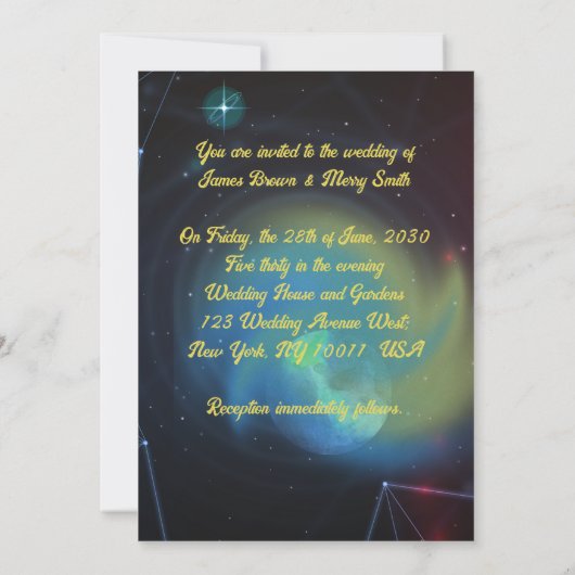 Muis Couple in Love Flying Waffle Space Wedding Kaart (Achterkant)