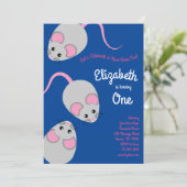 Muis Cute Mice Kinder 1e verjaardag Kaart (Staand voorkant)