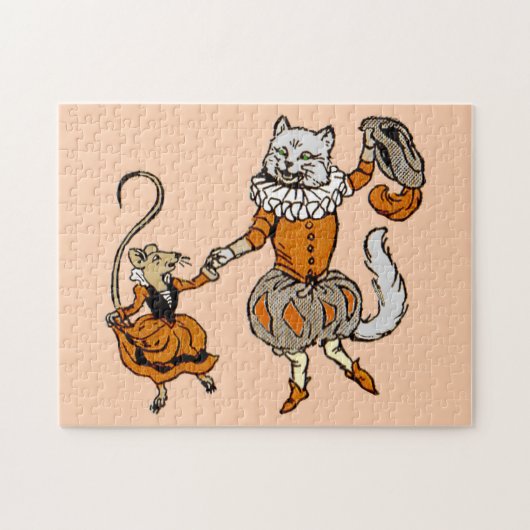 muis danst met een kat legpuzzel (Horizontaal)